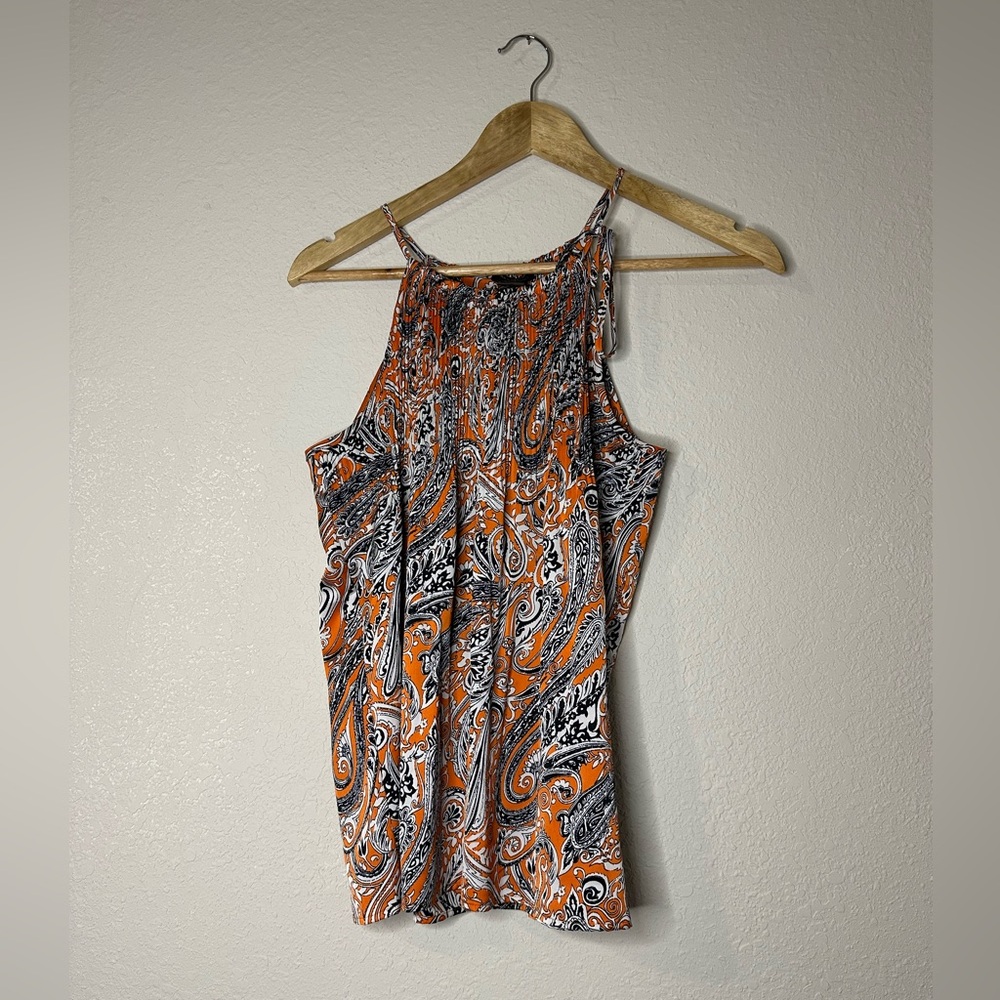 💫Ann Taylor Orange, Navy, & White Blouse Size Small Petite